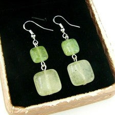 Pendientes Prehnit Mujer Pendientes Plata 925 Cuadrado Noble Regalo Bailysbeads®