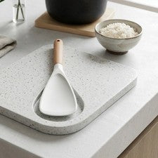 Pala de arroz de silicona con mango de madera para cocinar y hornear todos los días 29,7 cm