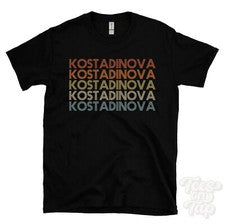 CAMISETA KOSTADINOVA ESTILO RETRO REPETIDO Hombre y Mujer Novedad Genial Nombre Regalo