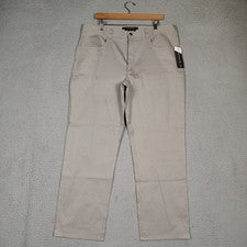 Pantalones chinos Kenneth Cole para hombre 33x30 topo elásticos frente plano pierna recta nuevos con etiquetas