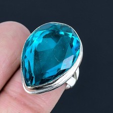Indicolite Turmalina Piedra preciosa Hecho a mano 925 Anillo de joyería de...