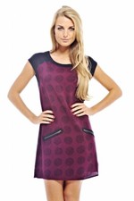 Vestido para mujer AX Paris manga corta cuello redondo borgoña 10