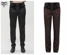Pantalones ajustados decoración cordón cintura alta gótico de moda diablo para hombre