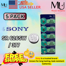 5 X Nuevo SONY 377 SR626SW 1.55V Botón de Óxido de Plata Batería Fecha de Caducidad Dic/2031