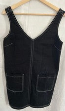 Vestido Daphnea of Paris Negro Delantal Bolsillos Simple Clásico Nuevo con Etiquetas Para Mujer Talla S