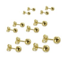 Pendientes Pendientes 333 Oro Real Bola Redonda Mujer Hombre Brillo Mate 2-7mm