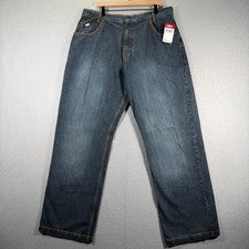 Pantalones de mezclilla lavados oscuros eco 40x34 vintage de La Meca EE. UU. Y2K holgados ropa de calle