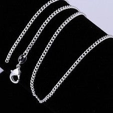 Venta al por mayor NUEVO 1 PIEZA 16-30" Joyería 925 Chapado en Plata Bordillo Plano Cadena Collares