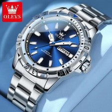 Reloj Pulsera OLEVS Hombre Caballeros Moda Impermeable Acero Inoxidable Calendario