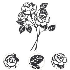 Adorno colgante de metal para decoración de pared con flor de rosa de hierro negro para decoración del hogar