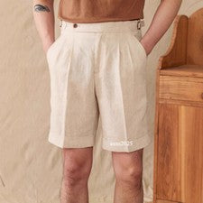 Pantalones Cortos Para Hombre Verano Lino Moda Italianos Negocios Informales Nuevos Ropa de Trabajo