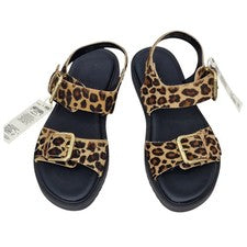 Sandalias planas de cuero con estampado de leopardo M&S para mujer PVP £50,00