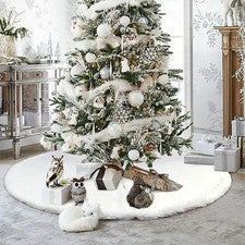 Falda de árbol de Navidad de felpa blanca alfombra base de Navidad adorno decoración de vacaciones año nuevo