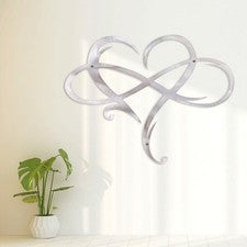 Escultura de pared de corazón de metal adorno colgante de plata para decoración de hogar y jardín