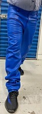 Pantalones de mezclilla de motociclista para hombre de cuero azul o azul real elegantes y sexy estilo 501 nuevos