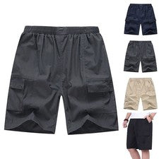 Pantalones cortos informales cargo rectos talla grande para hombre cintura elástica