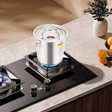 Cubo de acero inoxidable 6L plata cubo de acero inoxidable con tapa y mango encimera