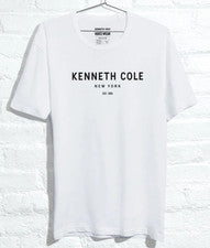 Camiseta blanca Kenneth Cole 1983 con logotipo gráfico talla L para hombre nueva con etiquetas