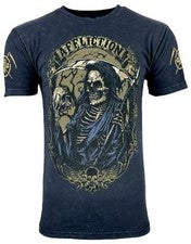 Camiseta para hombre Affliction Heredero de almas calavera, tatuaje de motociclista