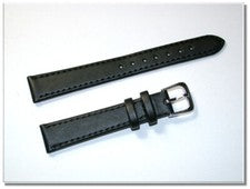 Correa de reloj clásica de cuero auténtico negra mate seda 14 mm hebilla plateada 1014