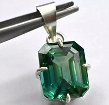 Colgante de piedra preciosa de plata maciza 925 con esmeralda natural de 35,20 quilates certificado