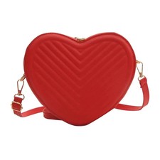 Bandolera de cuero vegano en forma de corazón cartera acolchada roja cereza