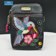 BOLSO BANDOLERA BOLSO COLIBRÍ PÁJARO FLOR TELÉFONO CELULAR AZUL MARINO CHALA