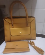 Bolso de mano para mujer Bolso de trabajo Bandolera Cuero PU Medio Hombro Amarillo.