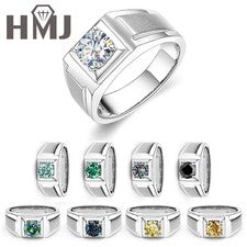 Anillos de Moissanita Color D VVS1 1 QUILATE Clásicos Para Hombre Anillo de Plata 925 Alianza Boda GRA