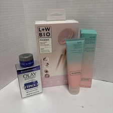 Skin Set! Crema hidratante prebiótica Algenist Alive, muestra Olay, masajeador facial