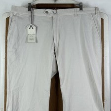 Pantalones Ballin Para Hombre 40x28 Algodón Hueso Beige Frente Plano Chino Pantalones Nuevos con Etiquetas Nuevas