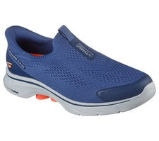 Zapatos Skechers para hombre sin cordones Go Walk 7 azul marino espuma viscoelástica extra ancha comodidad 216553