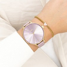 Oozoo Reloj de Pulsera Mujer Relojes Analógico Cuero Pastell-Lila