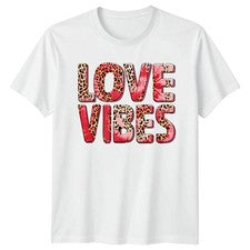 Love Vibes Mujer Camiseta Estampado Leopardo Moda San Valentín Regalo Para Ella
