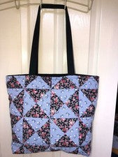 Bolso de Mano Hecho a Mano con Retazos Acolchado Bolso de Hombro Floral Sopper Para Mujer Regalo Azul
