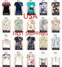Blusa Mujer Floral Flor Gráfico Camisetas Moda Manga Corta Blanco Sedoso Camisas