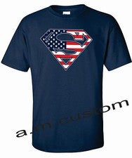 Camisa Superman Bandera Americana Cuello Redondo, S-4xl