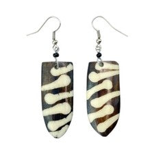 Aretes de hueso bovino batik de tela de barro joyería étnica de África - joyería africana