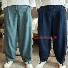 Hombres Pantalones Largos Informales Estilo Chino Pantalones Bloomers Kung Fu Entrenamiento Verano