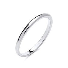 Anillo de eternidad de boda liso de 2 mm de plata de ley 925 chapado en rodio de K a S