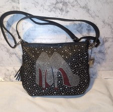 NUEVO CON ETIQUETAS Zapatos de Tacón Alto Moda Estrás Bandolera Bandolera Bolso de Mano Cartera 9"x8"
