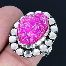 Anillo de joyería de plata esterlina 925 hecho a mano de piedra preciosa druz...