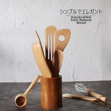 Küchenutensilien Spatel Set 8 Stück langer Griff Holz hitzebeständig Kochen