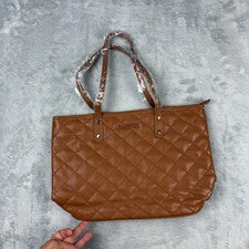 Bolso de Hombro Montana West Acolchado Marrón Imitación Cuero Cremallera Superior Nuevo
