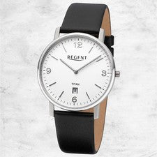Regent Reloj De Cuero Para Hombre Con Correa De Cuero Negro URF1449