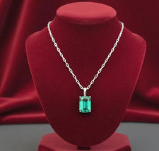 Colgante de esmeralda natural certificado de 18,10 quilates astilla joyería piedras preciosas corte esmeralda