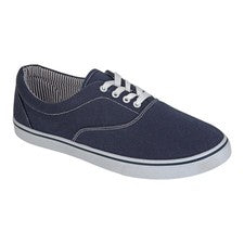 Zapatos de salón Dek para hombre y mujer azul marino de lona Plimsolls Plimsol Entrenadores con cordones Talla