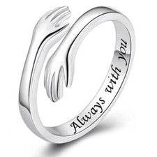 Anillo de plata esterlina 925 Love Hug banda dedo abierto ajustable joyería para mujer