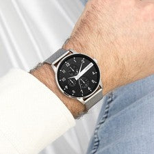 Oozoo Reloj Pulsera Hombre Relojes Analógico Metal Plata