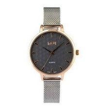 Señoras gris PU correa delgada con esfera a juego reloj de pulsera